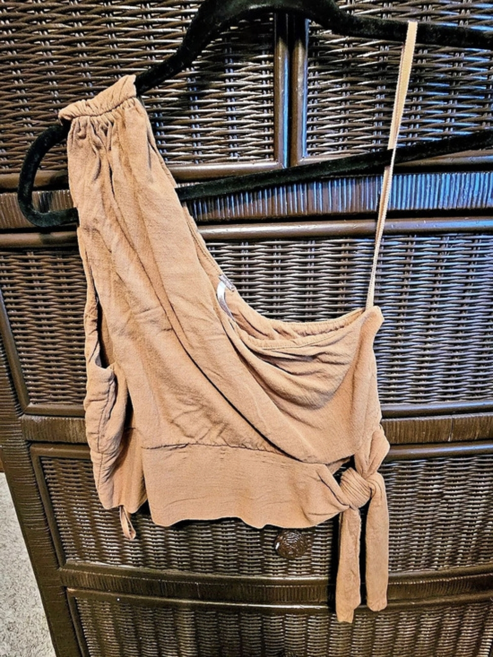 Free People Alexa Set Crop Top Brown Draped Tie-Front Camisole